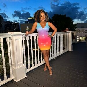 RUNAWAY Malibu Mini Dress Rainbow size L